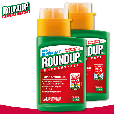 Roundup Unkrautfrei 2 x 250 ml Express Konzentrat Brennnessel Vogelmiere