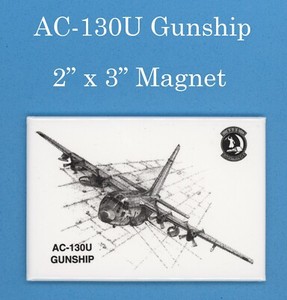 AC-130U Gunship Refrigerator Magnet 2" x 3" Black & White Air Force