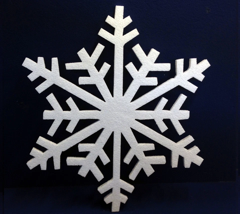 MRPOLYSTYRENE 20 POLYSTYRENE CHRISTMAS WHITE SNOWFLAKES IN HD 1 DESIGN 360MM HEIGHT 10MM THICK