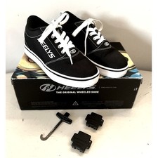 Big Kid Heelys Pro 20 Black White Canvas Roller Wheeled Skate Shoes Sneakers 6