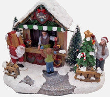 Winterhaus bunte LED Beleuchtung Schnee Weihnachtsmann Baum Weihnachtsmarkt Deko