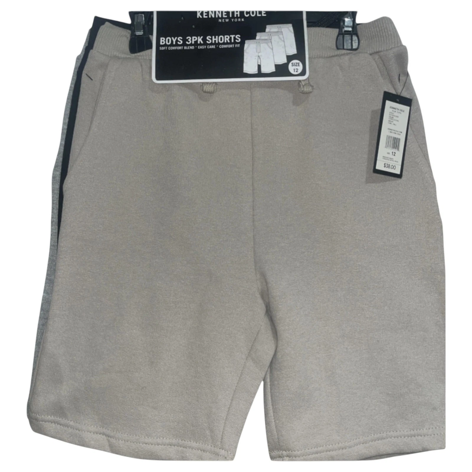Kenneth Cole Boys 3pk Shorts | Gray, Black, Blue | Size 8, 10, 12, 14