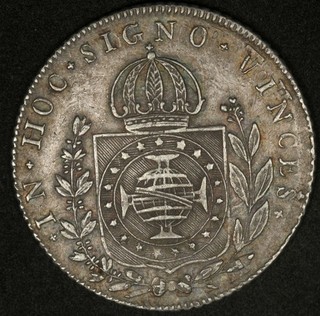 1825 R BRAZIL 960 REIS NICE COLOR OVERSTRUCK