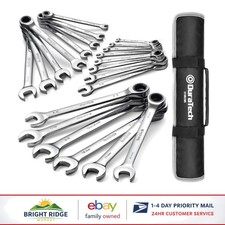 22-Piece Ratcheting Wrench Set with SAE and Metric Sizes for Mechanical Repairs