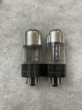 Sylvania 6SN7 6SN7GTA Chrome Top Long Bottle Black Plate Matched Pair