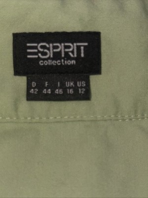 Vintage Esprit Green Collared Button-Up 3/4 Sleeve 100% Cotton Blouse US Size 12