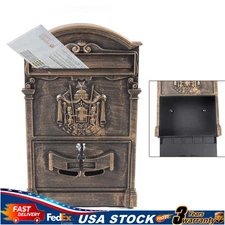 European Retro Wall-mounted Mailbox Security Vintage Mail Drop Box W/ Lock