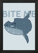 Ocean Sunfish Bite Me Framed Wall Art Poster Canvas Print Picture