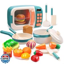 CUTE STONE Microwave Toys Kitchen Play Set, Kids Pretend Play Ele