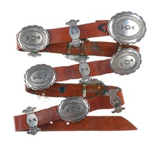 38" RJ Vintage Navajo nicely stamped sterling silver butterfly concho belt