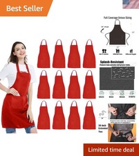 Versatile 12 Pack Unisex Aprons with Pockets - Ideal for Kitchen or Garden