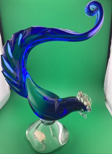 VTG Murano Art Glass Bird MCM Italy Blue Statue ALVIN Salviati Luciano Gaspari