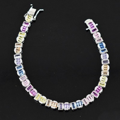Armband .925 Sterlingsilber Multicolor Topas herausragendstes 12, Gramm 85 S575