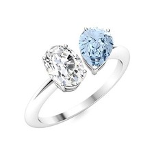 Pear Aquamarine Stone Prong Byapss Engagement Handmade Ring 925 Silver