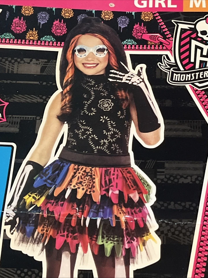 Monster High Skelita Calaveras Disfraz Niñas M 8/10, Vestido Calavera Un JUEGO DE GUANTES Foto 3 de 4