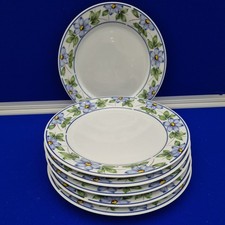 Royal Norfolk Blue Floral Dinner Plates x6 Stonewear RNF6 10.5"
