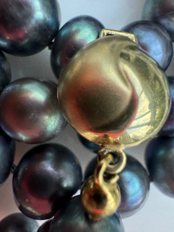 Tahiti Perlenkette 50 cm 585 Gold Verschluss  graue echte Perlen - Bild 3 von 4