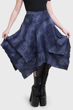 Warner Corpse Bride Hauntly Maiden Midi Skirt Womens Black/Blue Goth Alternative