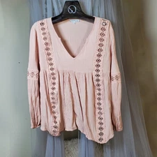 Charlotte Russe Y2K Babydoll Top Size S Pink Fairycore Floral Lace Boho Whimsy