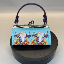 Mini Coin Purse TikTok Lipstick Kiss Clasp Floral Cows Print Small Bag