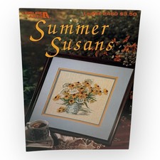 1993 Leisure Arts 2460 Summer Susans Cross Stitch Leaflet Floral Blue White