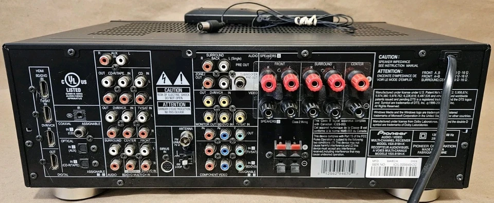 Pioneer VSX-819H - 5.1 HDMI Home Theater Surround Receiver Stereo +Remote Bundle - Image 2 of 4