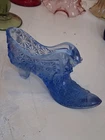 Vintage FENTON BLUE DAISY DOT HIGH HEEL SHOE WITH CAT HEAD
