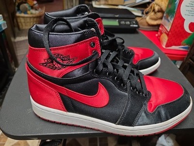 Size 11- Air Jordan 1 Retro OG 2023 High Satin Red Womens Red Black Basketball