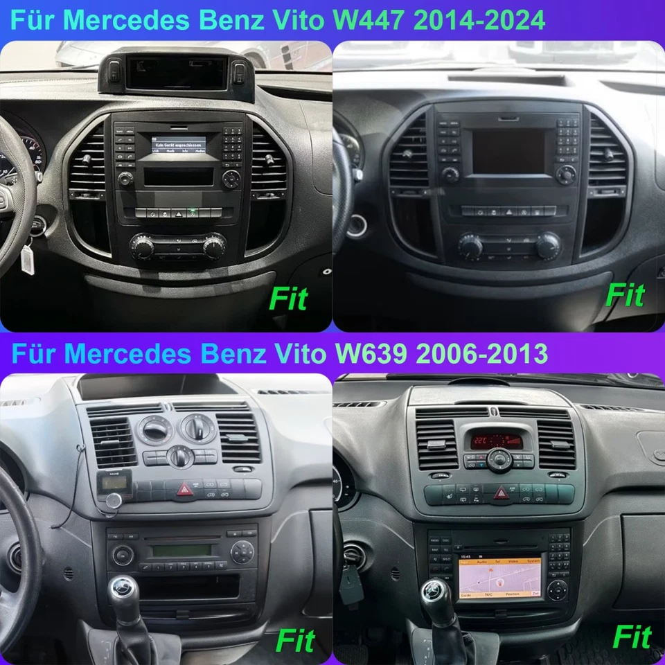 Carplay Für Mercedes Benz Vito W447 2006-2024 Autoradio Android 15 GPS Navi +Kam - Bild 2 von 4