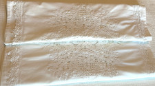 Pair of 2 IMPERIAL ELEGANCE 100 Cotton LACE White PILLOW SHAMS 31x24.5" VGC