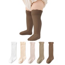 Zando Toddler Girl Socks with 0-6 Months, White/Beige/Khaki/Coffee/Brown