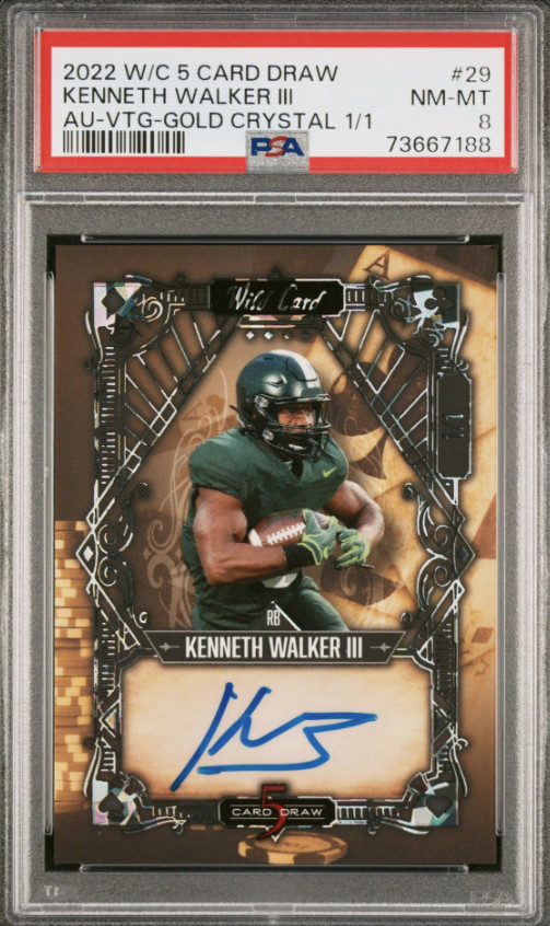 Kenneth Walker III Wild Card 5 Card Draw Autographs #5CDV29 Vintage-Rainbow Foil-Gold 1/1