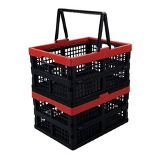 14 L Plastic Folding Storage Crate, Collapsible Shopping Basket with Handle, ...
