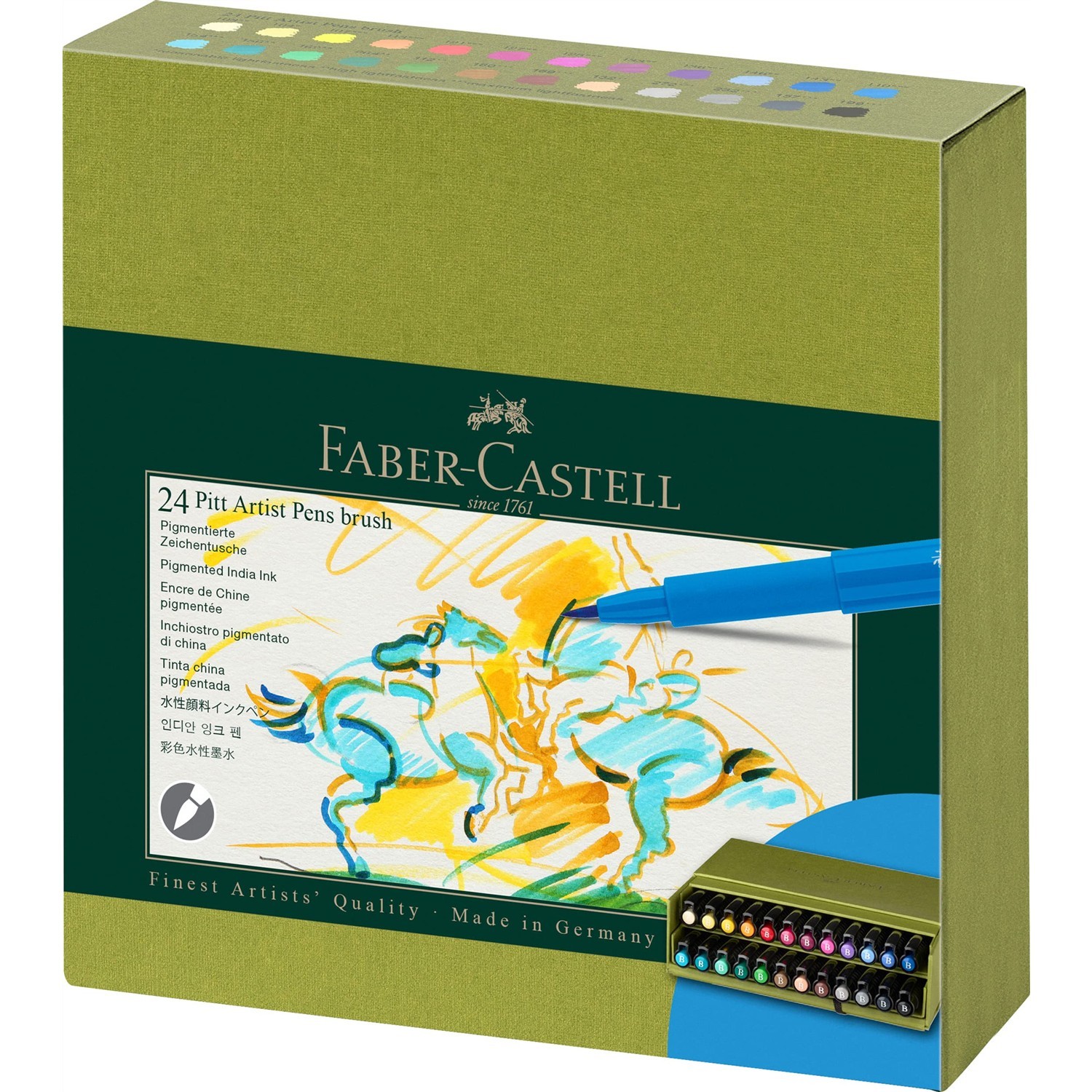 Stylos feutres pinceaux Faber-Castell boîte de 24 couleurs pour dessin