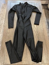 Mens Full Body Jock Zentai Shiny Spandex Suit Bodysuit Black XS
