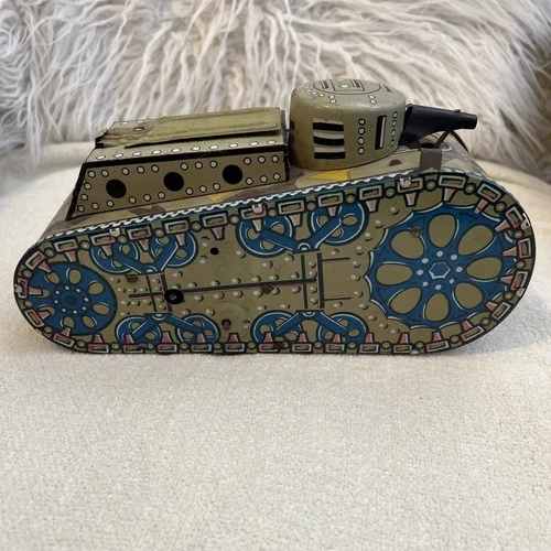 VTG Marx 1930s Tin Litho US Army Tank Wind-Up War Era WW1 No Key Works