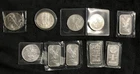 SILVER BARS AND COINS TEN OUNCES IN ALL VERY NICE LOT 999+