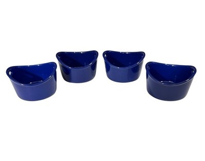 Rachael Ray 10 oz Cobalt Blue Stoneware Ramekins Set of 4 Mini Bakers Oven Safe