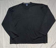 Vintage GAP Sweater Mens 2XL Black Merino Wool V Neck Long Sleeve Preppy 90s