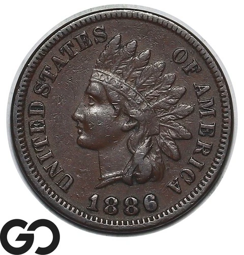 1886 Indian Head Cent Penny Type 1 Choice AU Better Date