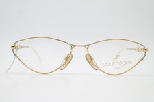 Vintage Courreges 85H Gold Multi-Colored Oval Glasses