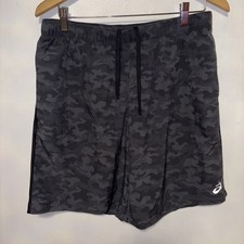 Rhone Men's Black Gray Camouflage Athletic Shorts Size L Drawstring Pockets