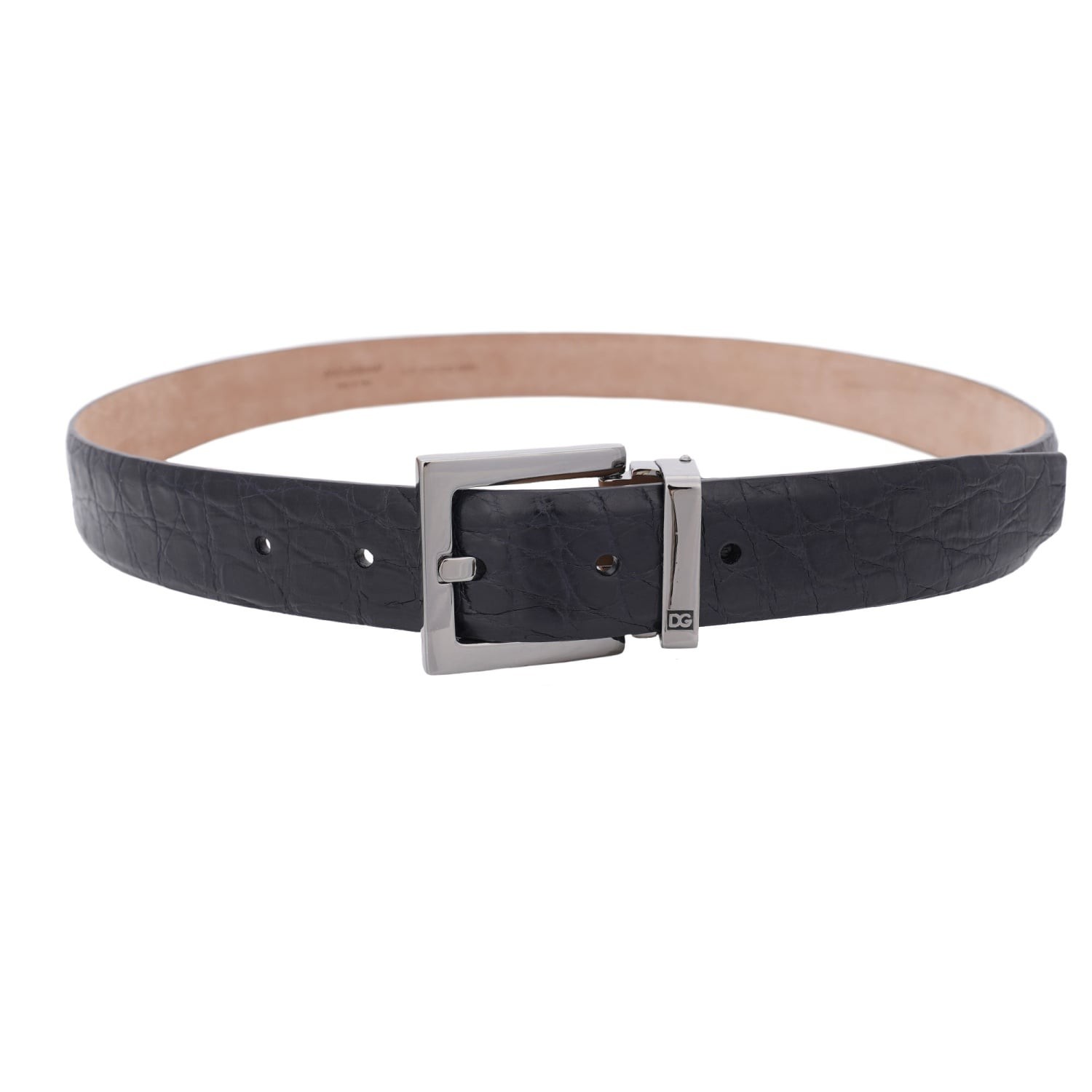 DOLCE & GABBANA DG Logo Cintura In Pelle Nera Con Fibbia Metallo 95
