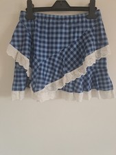 Daisy Street Blue Gingham Lace Mini Skirt BNWT Y2K Cottagecore Cowboy UK