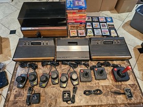 Atari 2600A (2) & 7800 Pro System Lot w Game Center 39 Games Joystick Paddles 
