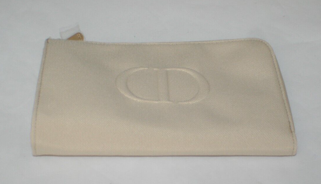 Dior Beauty Light Beige Nude Zip Makeup Pouch Cosmetic Bag New-image