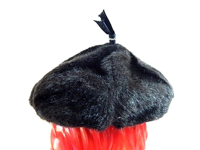 Chapéu gorro vintage década de 1960 vegano falso peludo strass borla inverno criança menina - Imagem 3 de 4