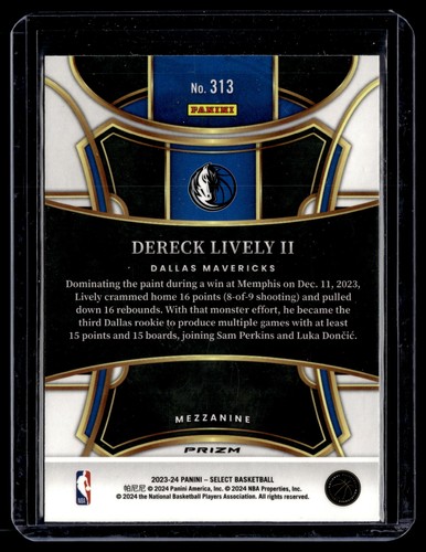 2023 Panini Select Dereck Lively II #313 RC Rookie Blue Prizm - Picture 2 of 2