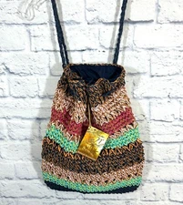 New Sun N' Sand Women's Woven Raffia/Straw Tote Bag Handcrafted Beach 17" x 13"