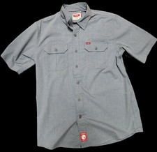 Wrangler Men's Relaxed Fit Short Sleeve Twill Shirt, Blue Heather Size M